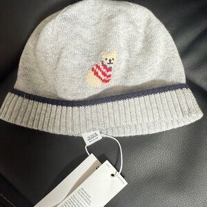 Janie and Jack Gray Knit Bear Hat